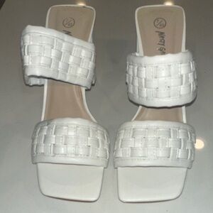 Nasty Gal White Woven Slide Sandals